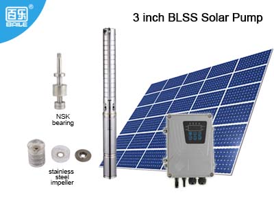 Bomba Solar Sumergible DC de 3 Pulgadas BLSS, con Impulsor de Acero SS304