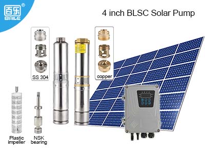 Bomba Solar Sumergible DC de 4 Pulgadas BLSC, con Impulsor de Plástico; Bomba Solar para Pozos